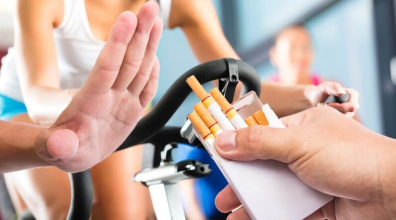 giving up cigarettes and exercising on a stationary bike